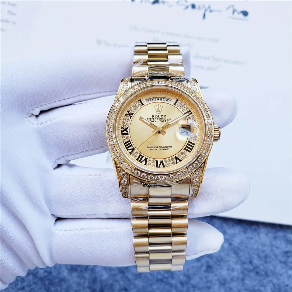 pave Rolex Gold Diamond Day-Date - Hình 8