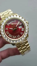 Rolex Red Dial Diamond Gold