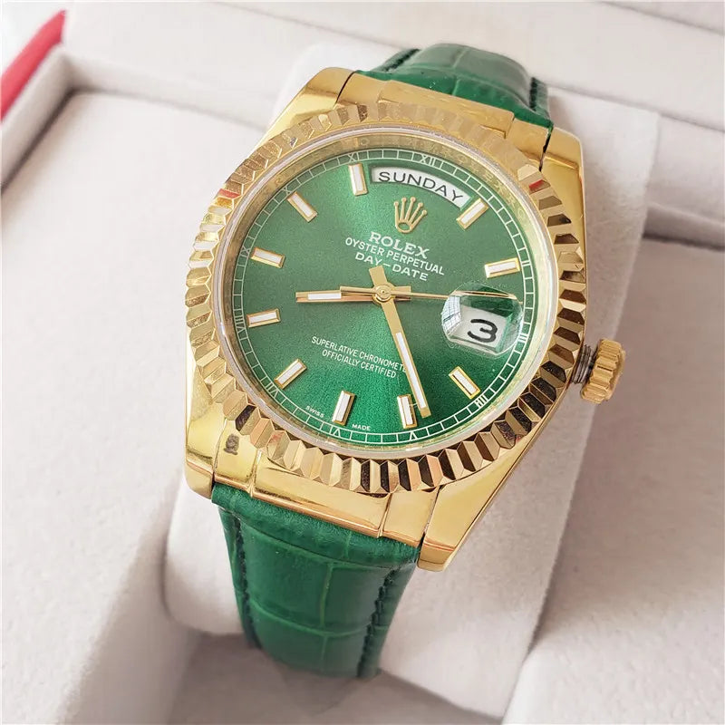 alligator Rolex Day-Date Gold Green - Hình 7
