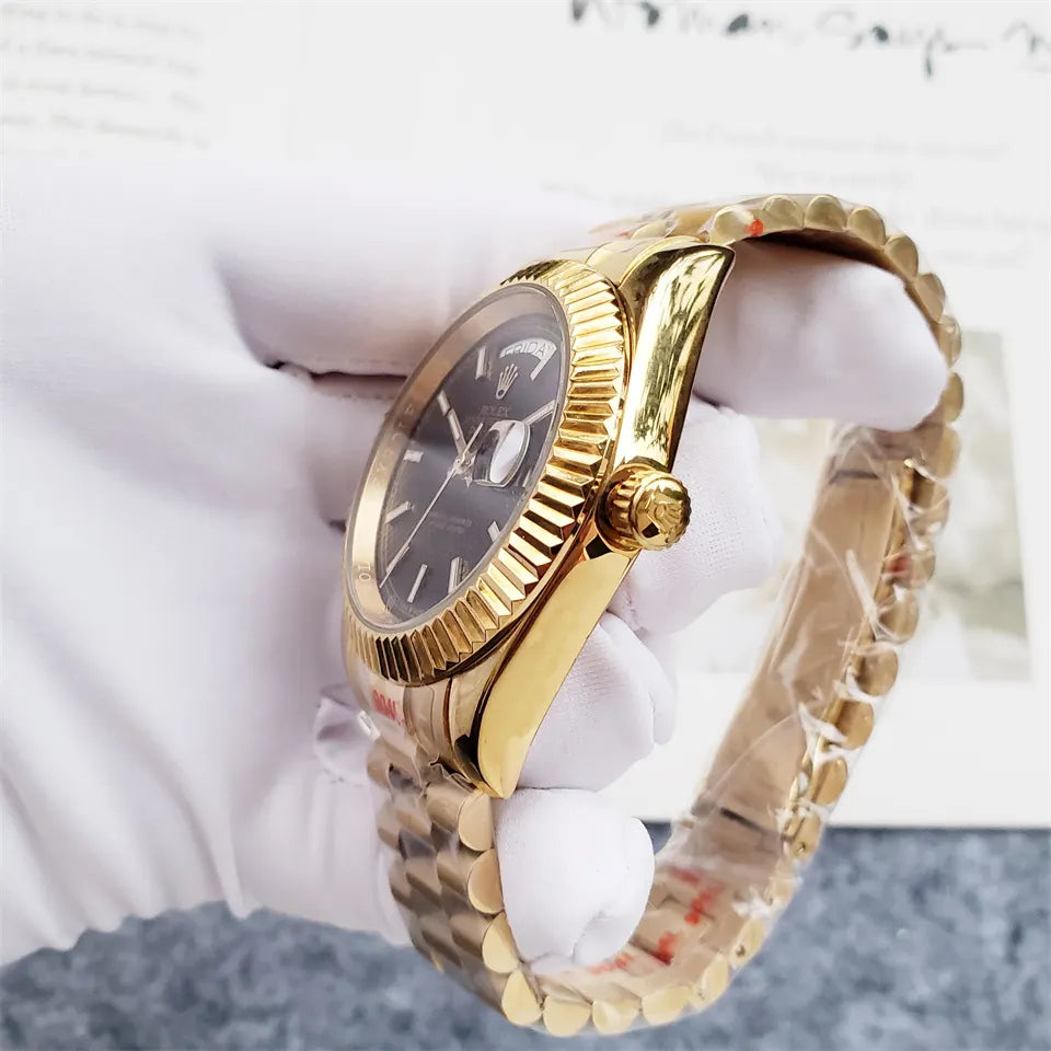 bracelet Rolex Day-Date Gold Black - Hình 5