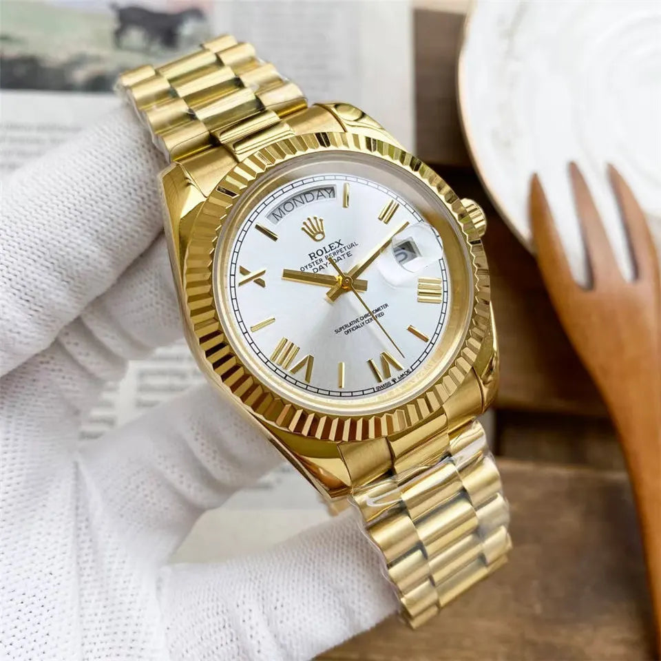 Rolex Day-Date 40 Gold White Dial - Hình 4