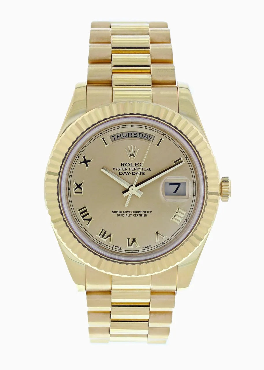 fluted Rolex Day-Date Gold Champagne Dial