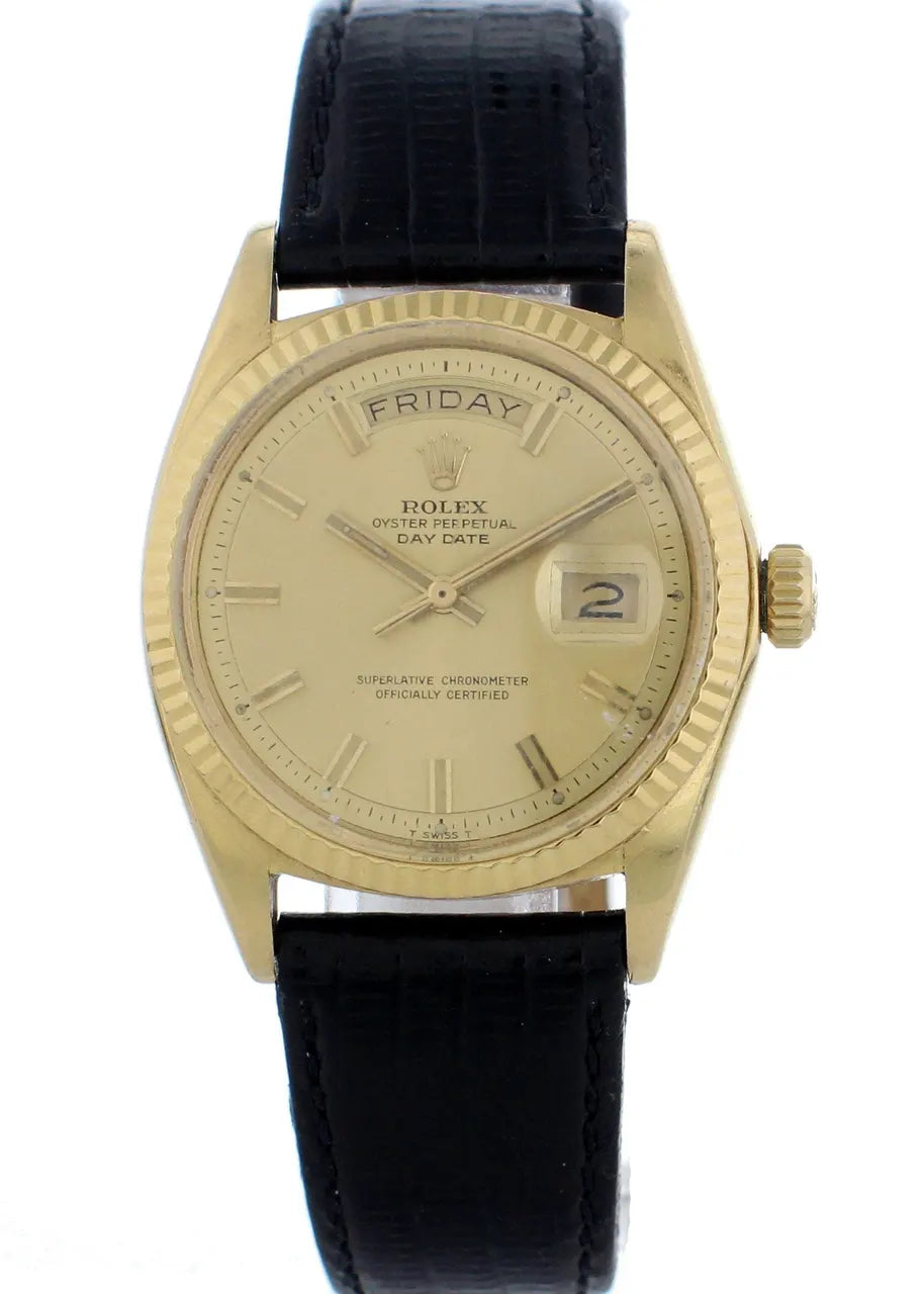 black Rolex Day-Date Gold Champagne Dial - Hình 2