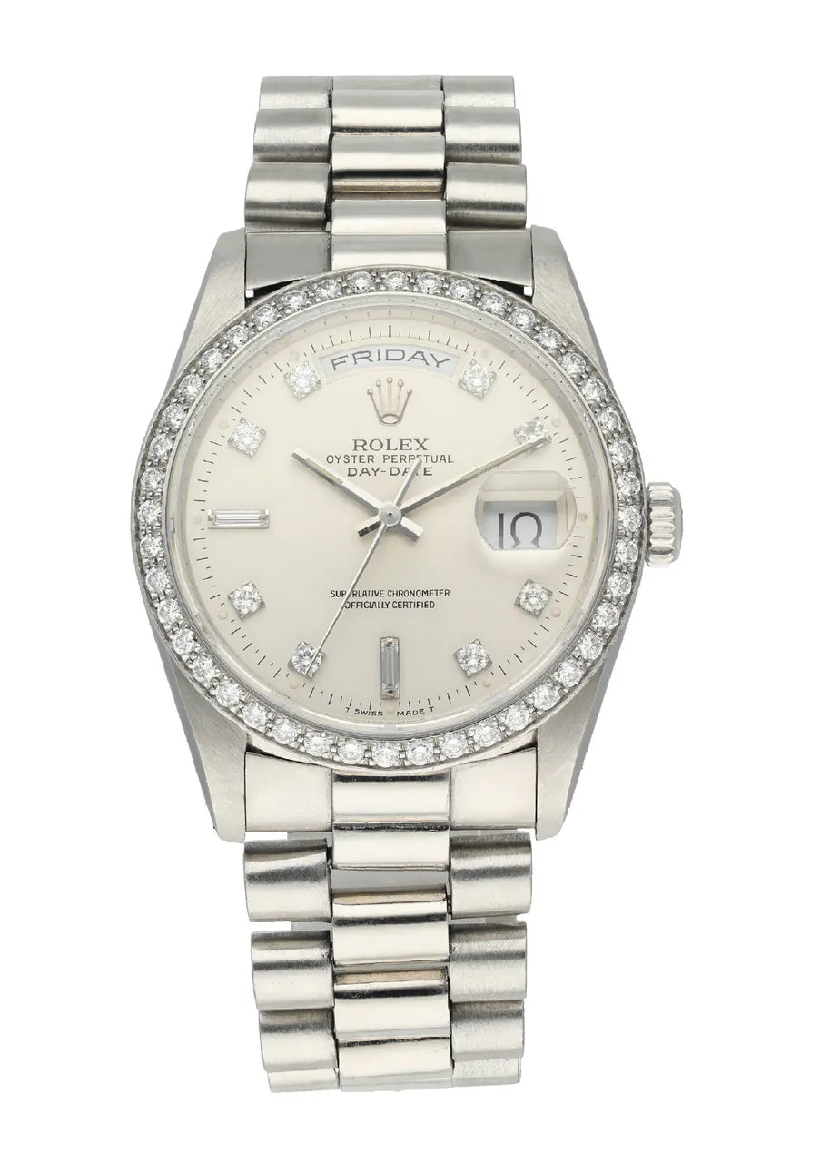 day Rolex Diamond Bezel Silver