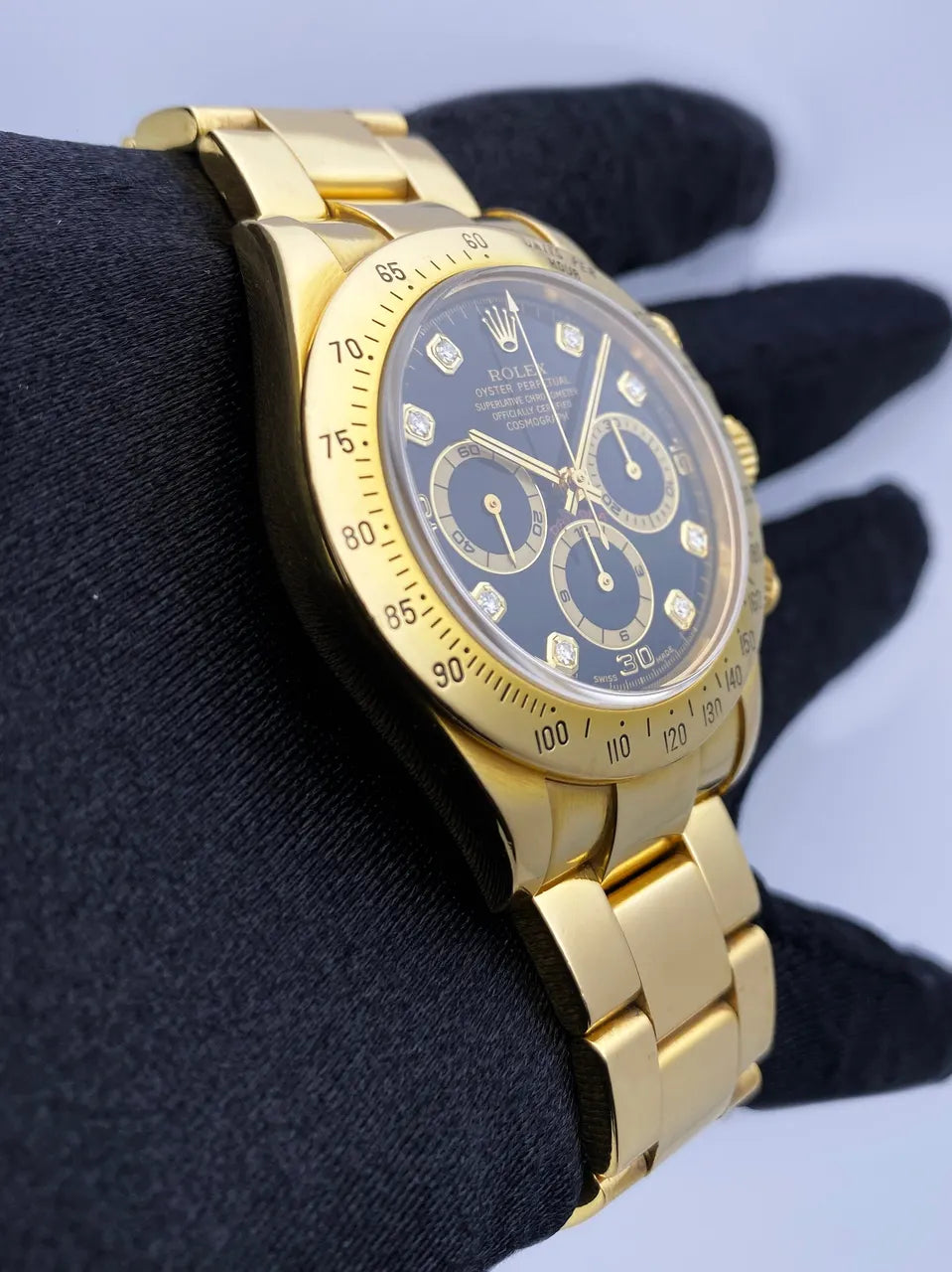 black Rolex Daytona Gold Diamond - Hình 4