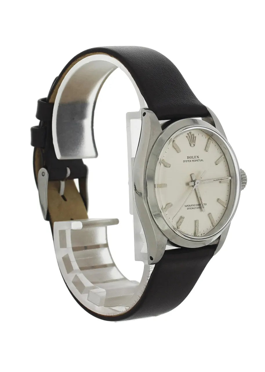 black Rolex Oyster Perpetual Silver Dial - Hình 4
