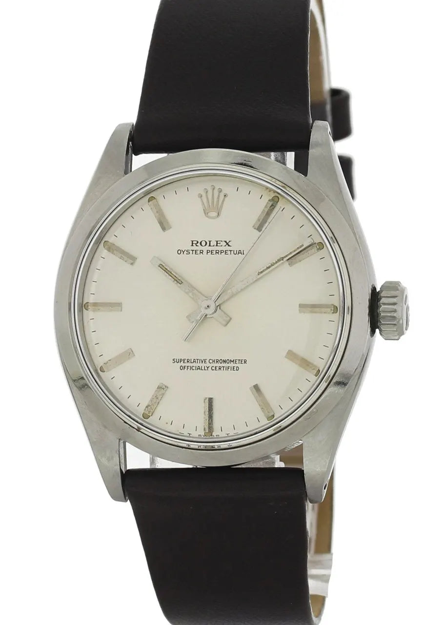 black Rolex Oyster Perpetual Silver Dial - Hình 2