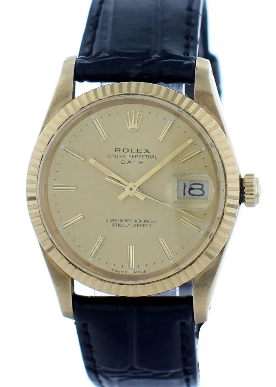 Rolex Gold Dial Leather Strap