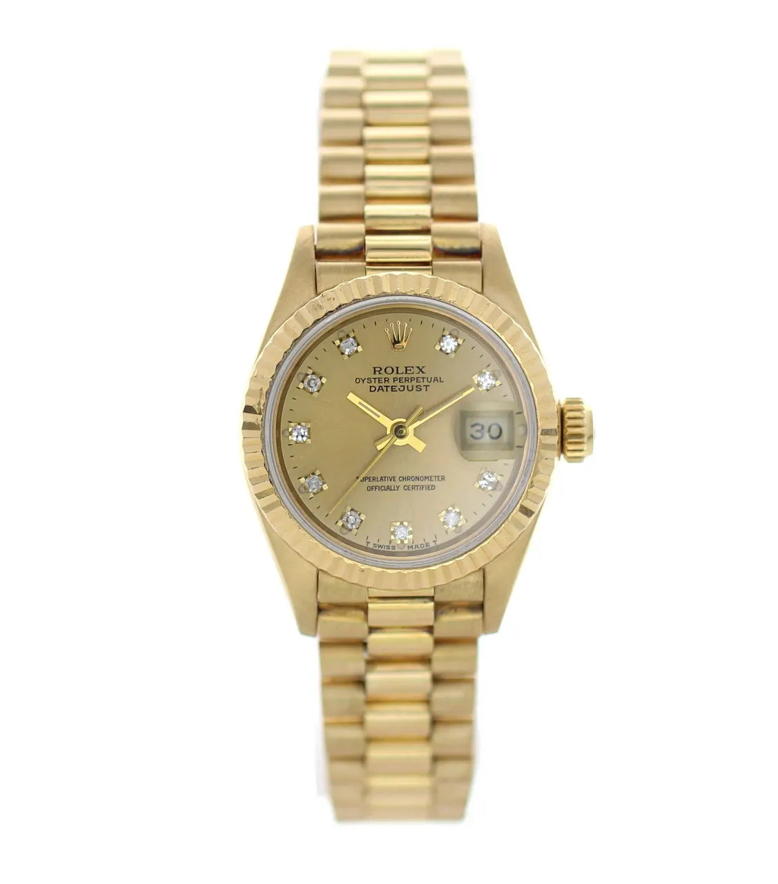 datejust champagne Rolex Gold Diamond Watch - Hình 4