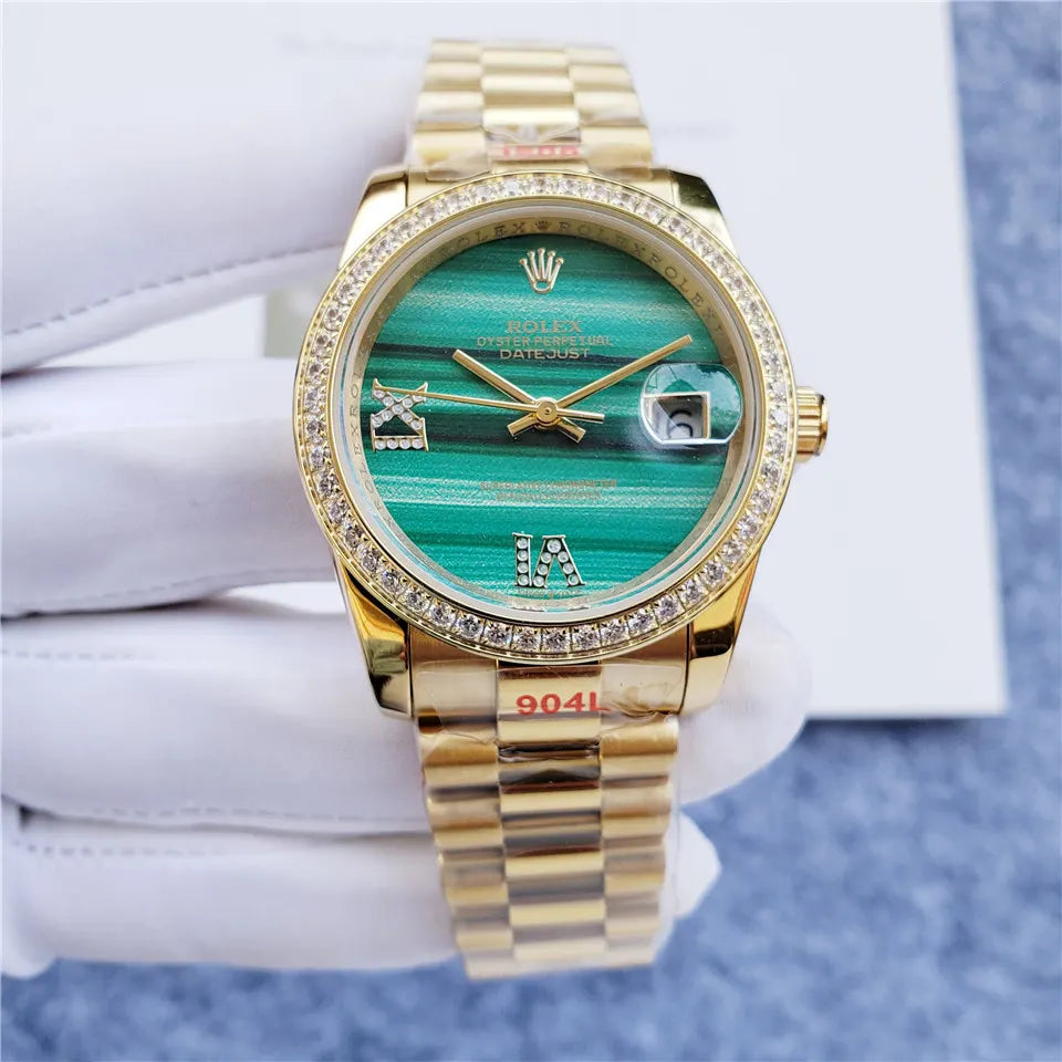 Rolex Malachite Diamond Gold - Hình 6