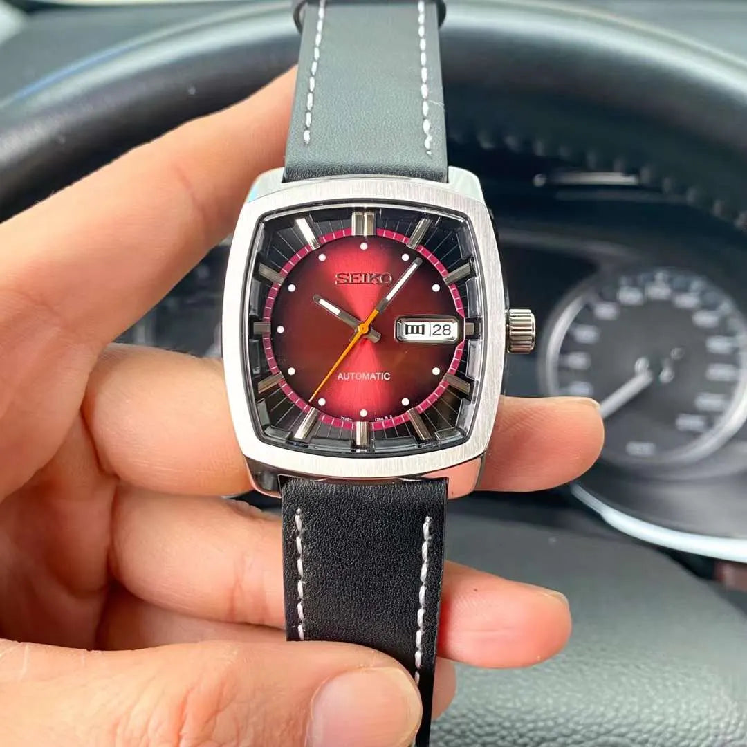 automatic Seiko Red Dial Watch - Hình 6