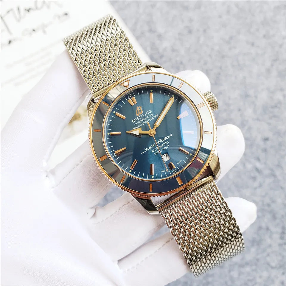 Breitling Blue Dial Mesh - Hình 9