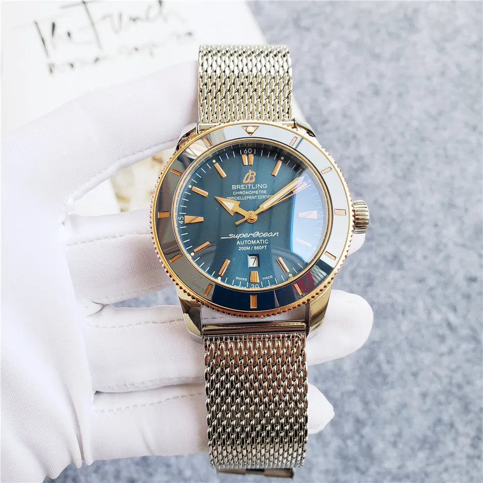 Breitling Blue Dial Mesh - Hình 4