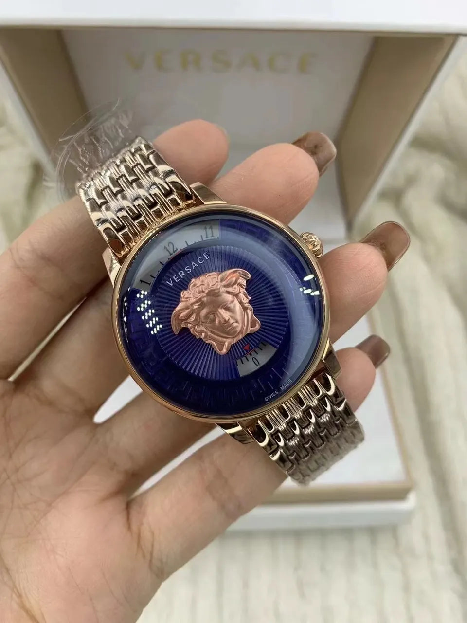 Versace Blue Rose Gold Watch