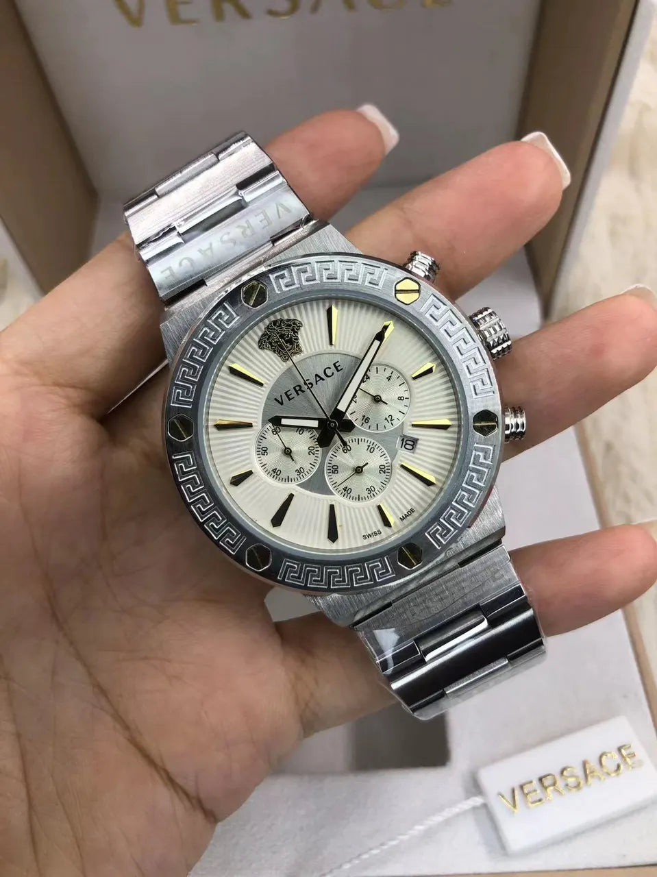 Versace Chrono Black Marble - Hình 13